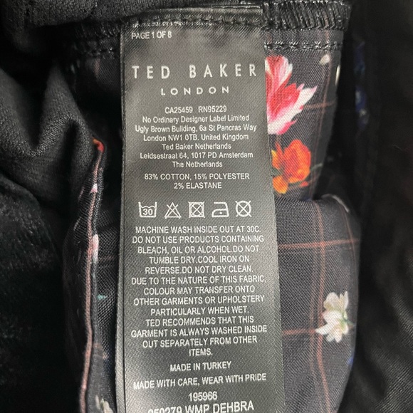 NWT Ted Baker debrah velvet zebra skinny pants - Picture 7 of 12